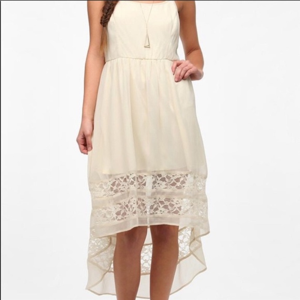 Band Of Gypsies High Low Beige Dress Small